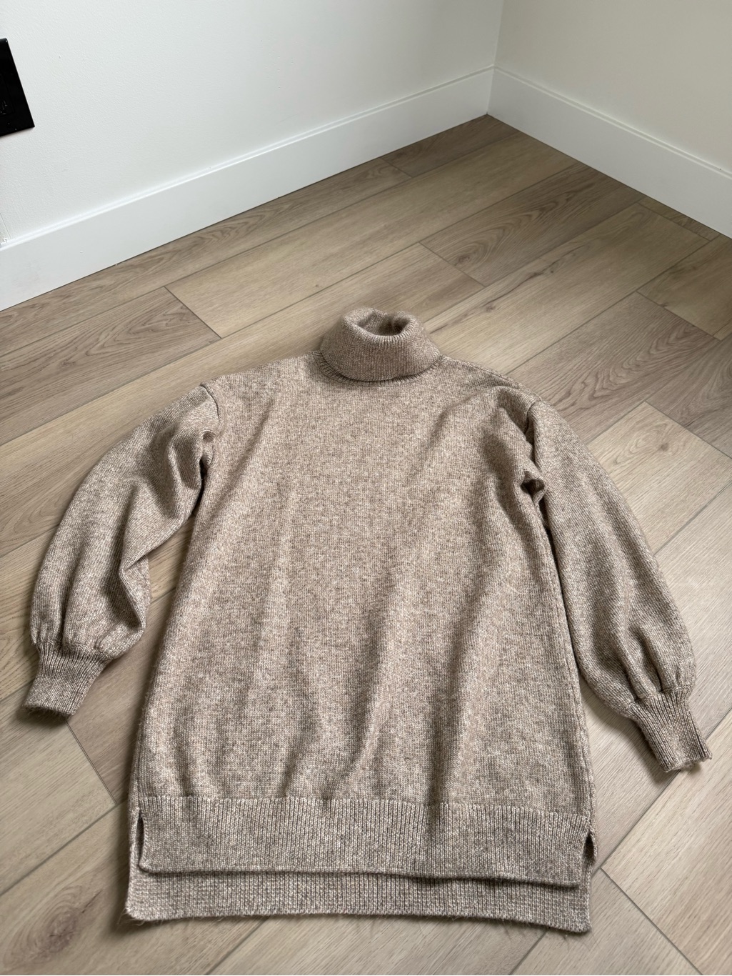 Show Me Your Mumu Taupe Turtleneck Long Sleeve Dress